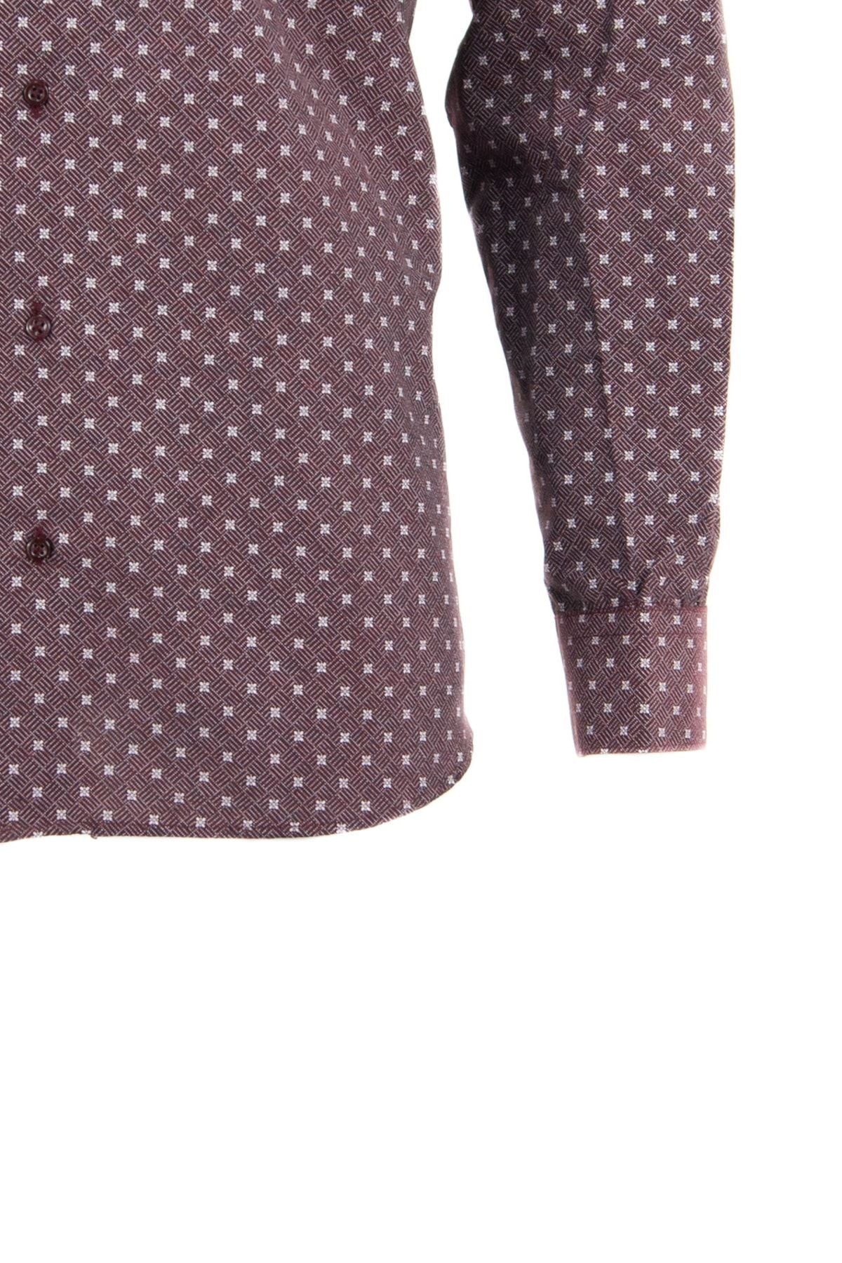 Erkek Baskılı Desen Uzun Kollu Normal Kesim Tek Cepli Pamuklu Kumaş Gömlek